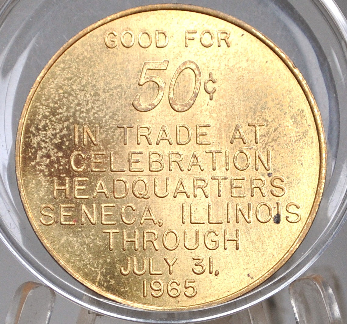 1865-1965 Seneca, Illinois 50 Cents in Trade Token - Illinois Trade Token - Fifty Cent Illinois Trade Token Celebrating Headquarters in Seneca, Illinois