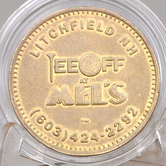 Litchfield, New Hampshire Tee Off At Mel's Golf Token - Golf Token at Mel's NH - Litchfield Tee off At Mel's with grooved reverse Token