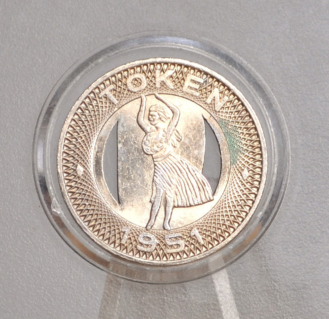 1951 Honolulu, Hawaii Rapid Transit Company Token Hula Girl - Rapid Transit Co. Honolulu Hawaii 1951