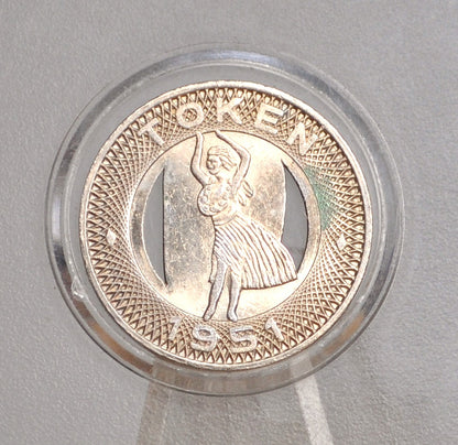 1951 Honolulu, Hawaii Rapid Transit Company Token Hula Girl - Rapid Transit Co. Honolulu Hawaii 1951