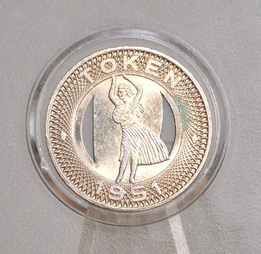 1951 Honolulu, Hawaii Rapid Transit Company Token Hula Girl - Rapid Transit Co. Honolulu Hawaii 1951