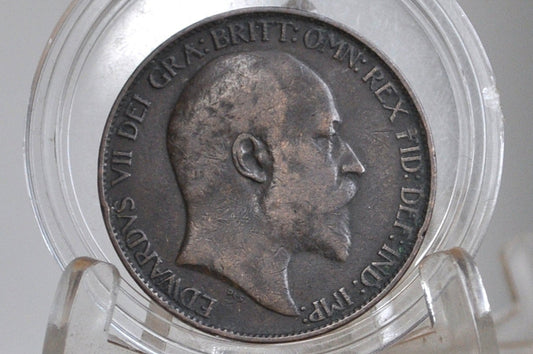 1907 Great Britain Half Penny - VF/XF Condition - UK Large Penny 1907 - King Edward VII 1/2 Penny - Bronze -