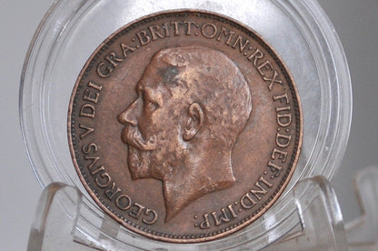 1911 Great Britain Half Penny - AU Condition - UK Large Penny 1911 - King George V 1/2 Penny - Bronze -