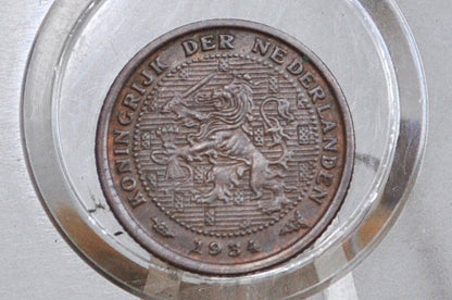 1934 Netherlands East Indies 1/2 Cent Coin - UNC Grade / Condition - Nerderlands 1/2 Penny 1934 -