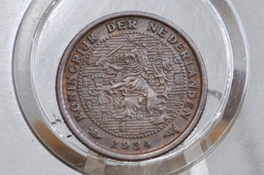 1934 Netherlands East Indies 1/2 Cent Coin - UNC Grade / Condition - Nerderlands 1/2 Penny 1934 -
