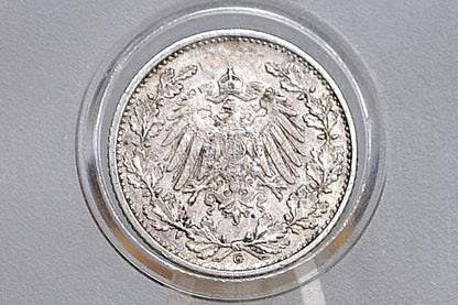 Silver 1906 German 1/2 Mark, G Mint Mark - XF Condition - German Empire Silver One Half Mark 1906 - Beautiful Condition -