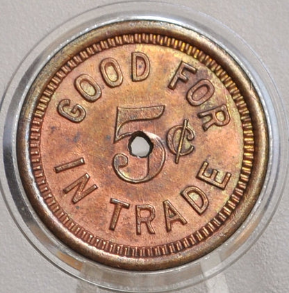 Dewey Trade Check Ely, Nev, Trade Token - Five Cents Dewey Trade Check Nevada