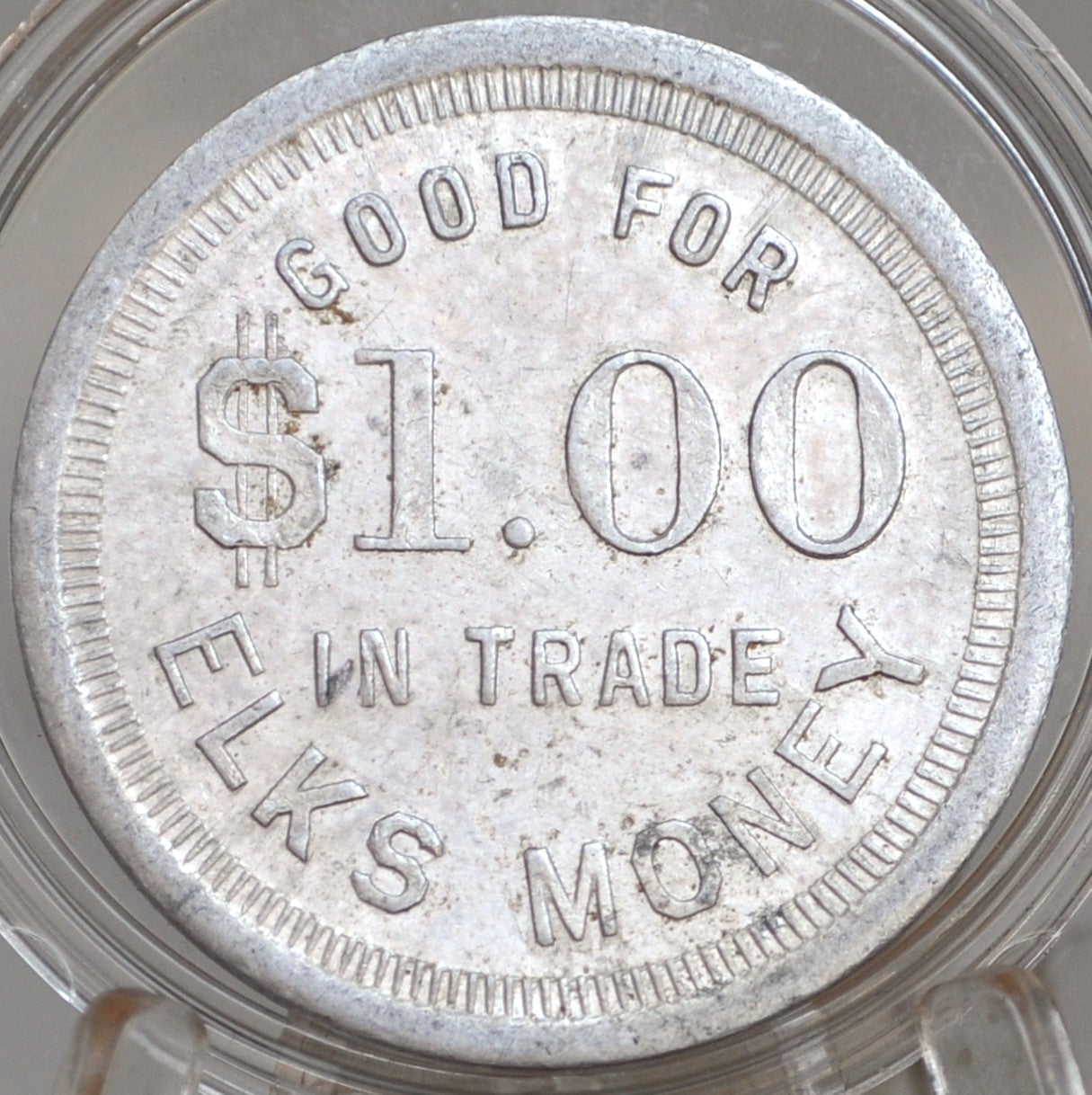 One Dollar in trade, Elks Money, Yuma, Arizona - Arizona Good For One Dollar In Trade Elk Money 476 Aluminum Token