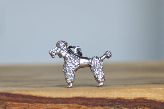 Cute Sterling Silver Poodle Pendant - Marked and Tested Sterling Silver - Large Poodle Silver Charm