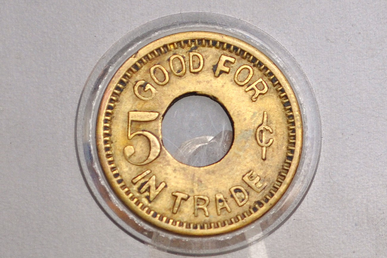 Antique Liberty Bell Brass Coin Slot Token - Good For Token - First Ever Slot Machine Token