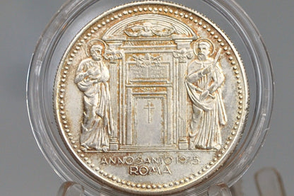 1975 Sterling Silver Vatican City Commemorative Pope Paulus VI Medal - Holy Year Memorial Medal - Paul VI Medallion