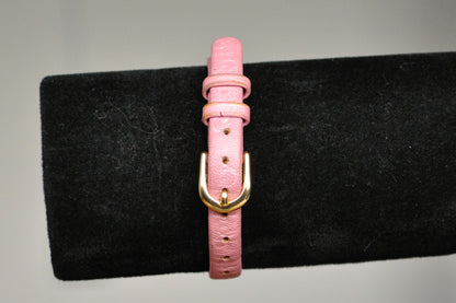 Beautiful Gold Tone Timex Analog Watch - Pink Floral Genuine Leather Watch - Working!