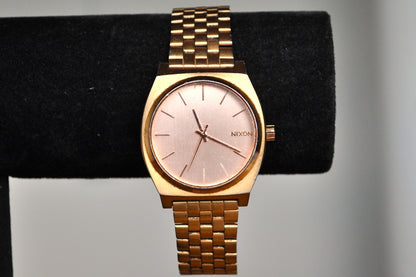 Beautiful Nixon Time Teller Stainless Steel Rose Gold Tone Watch - Parts and Repair Watch - Nixon A045 - Not Working!