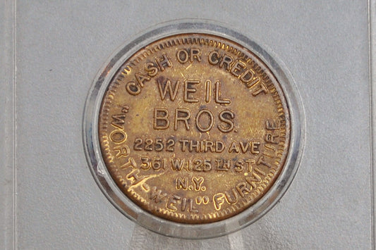 Antique Weil Brothers "Worth-Weil" Furniture Token - Good For Token - New York City Token - Early 1900s Good Luck Coin
