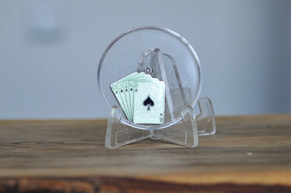 Rare Sterling Silver Spade Royal Flush Pendant - Tested and Stamped Sterling Silver - Beau Sterling Charm