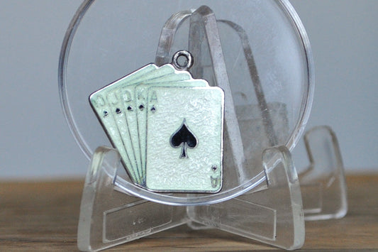 Rare Sterling Silver Spade Royal Flush Pendant - Tested and Stamped Sterling Silver - Beau Sterling Charm