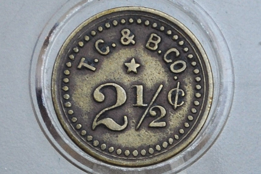 Antique T.C.&B.Co. 2 1/2 Cent Token - Good For Token - Trade Token
