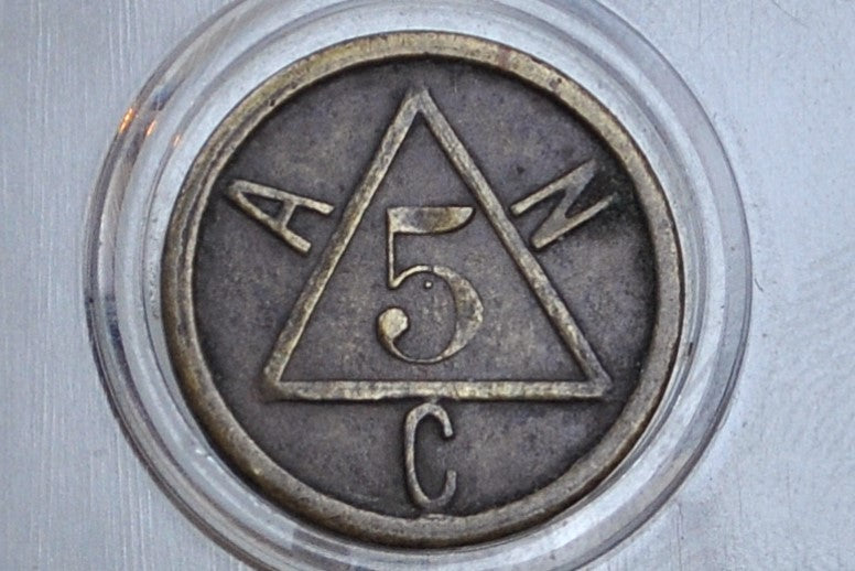 Rare ANC Triangle Arcade Pinball Game Token - Good For Token - 5 Cent Brass Token - Slot Machine Pinball Token