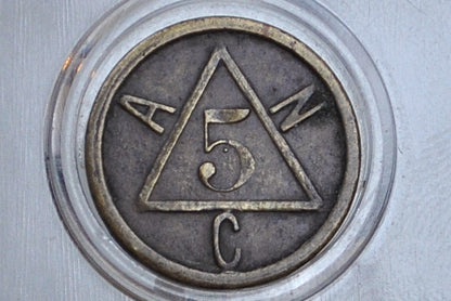 Rare ANC Triangle Arcade Pinball Game Token - Good For Token - 5 Cent Brass Token - Slot Machine Pinball Token