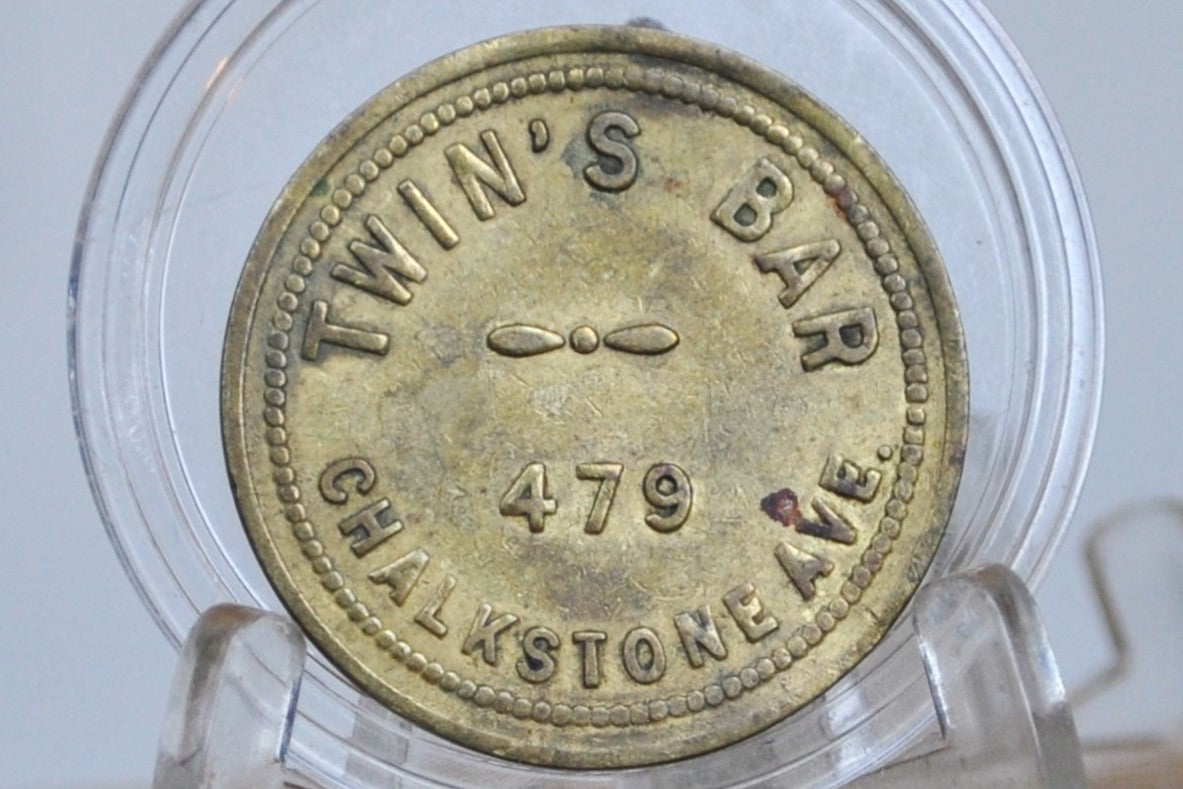 Vintage Twins Bar Rhode Island Token - Good For Token - 10 Cent Brass Token - 479 Chalkstone Ave.