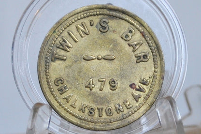 Vintage Twins Bar Rhode Island Token - Good For Token - 10 Cent Brass Token - 479 Chalkstone Ave.