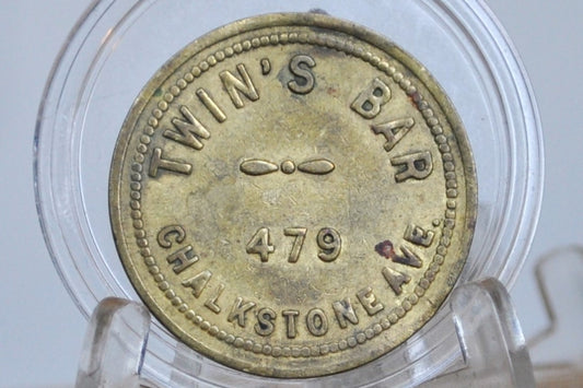 Vintage Twins Bar Rhode Island Token - Good For Token - 10 Cent Brass Token - 479 Chalkstone Ave.