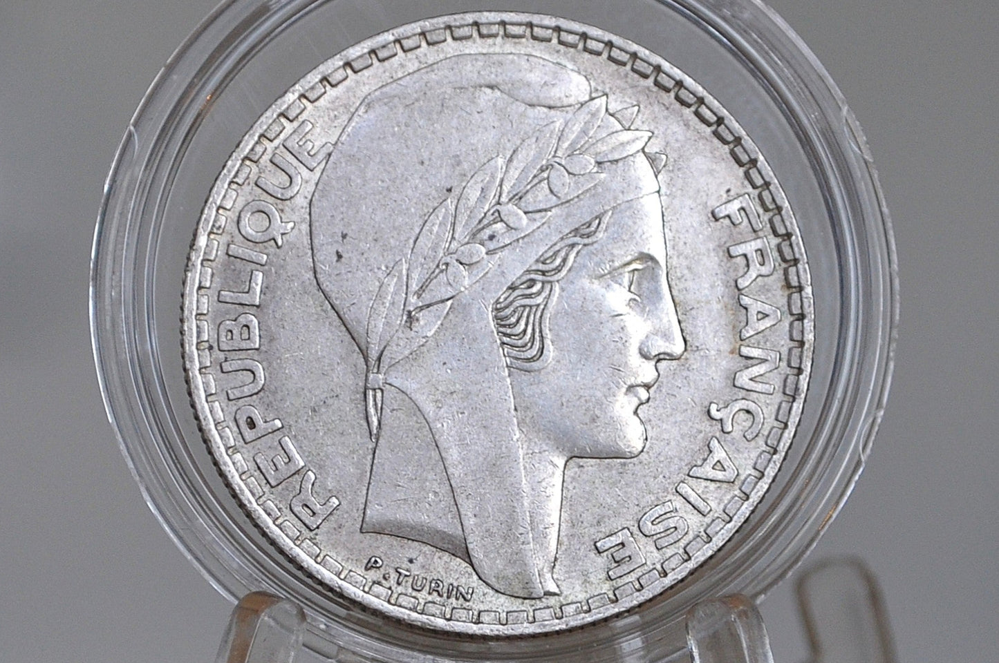 1938 Silver French 20 Franc Coin - XF Condition - 1930s Silver Franc - Third Republic of France Silver Franc -