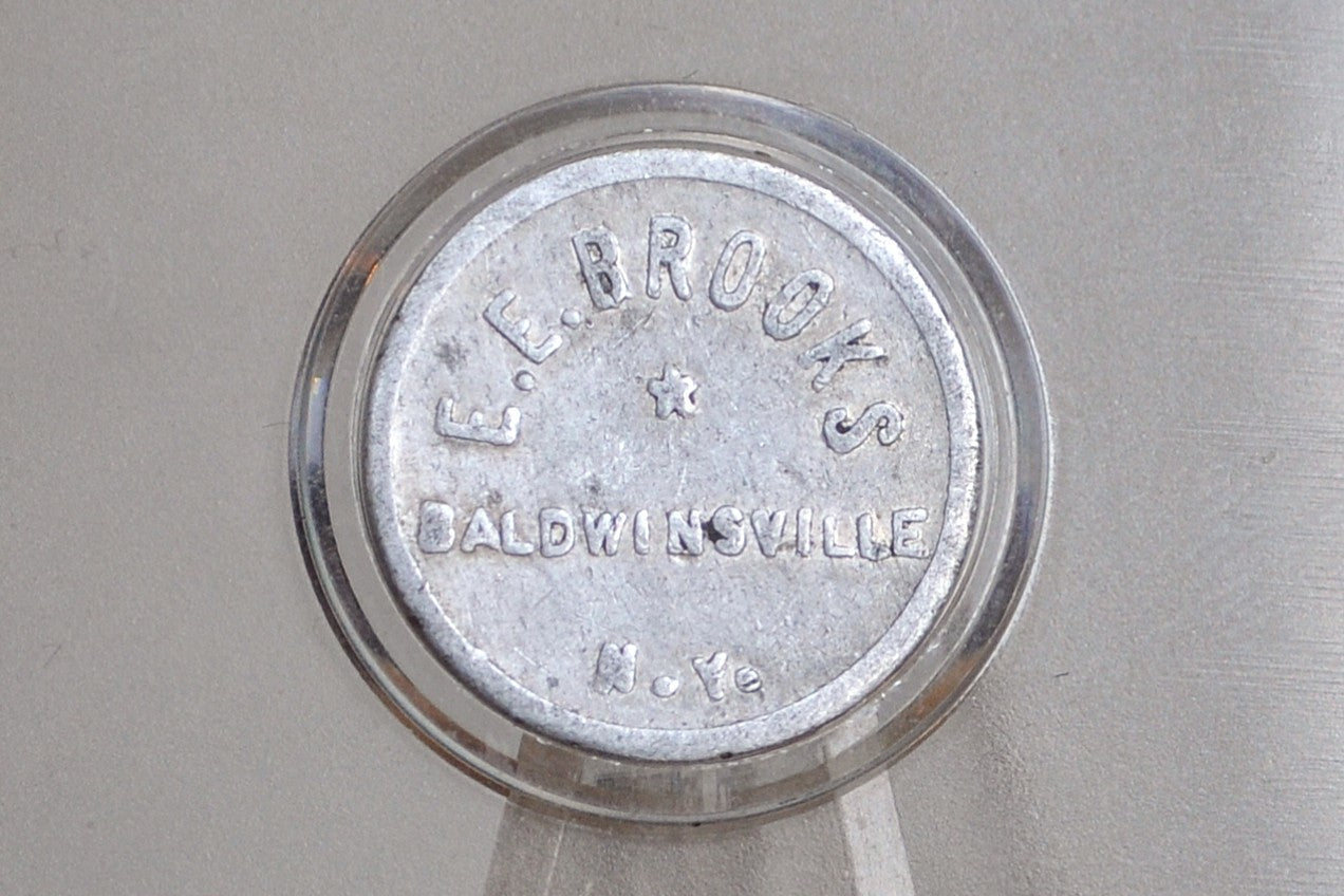 Antique E.E. Brooks 5 Cent Token - Good For Token - Trade Token - Baldwinsville NY