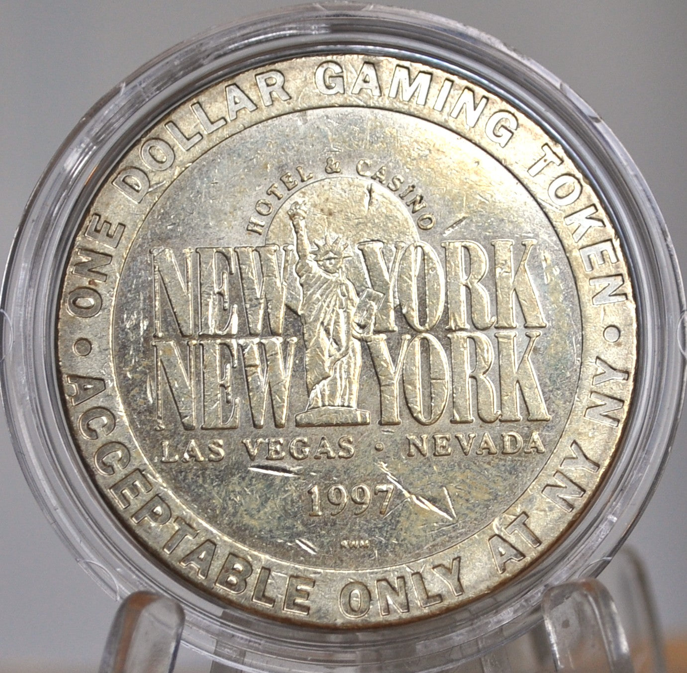 One Dollar Gaming Token, New York, Las Vegas, Nevada, 1997 - 1997, New York Hotel and Casino, Las Vegas, Nevada, 1$ Gaming Token