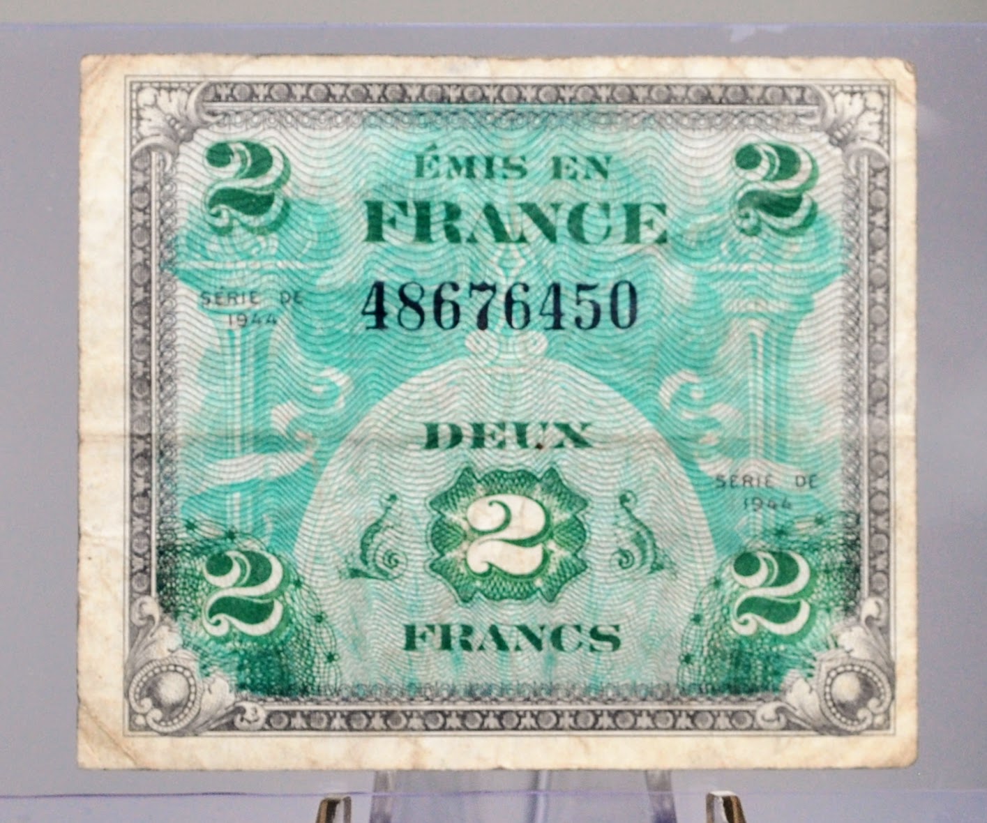 1944 Allied Military France 2 Franc Note - WWII Era French Bank Note - 1944 French Two Francs Allied Military Bank Note - P#114a