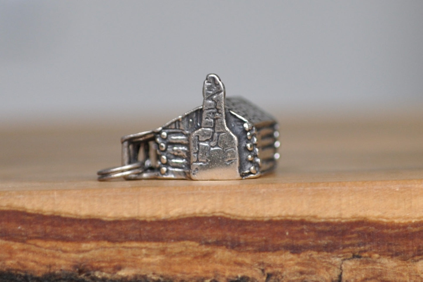 Scarce Sterling Silver Log Cabin Pendant - Tested Sterling Silver - Well Detailed Log Cabin Charm