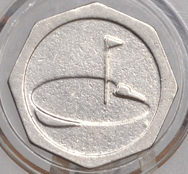 Zippo Greenskeeper Golf Putting Octagon Token - Vintage Golf Driving Range Token - Flat Golf Marker From Zippo Greenskeeper
