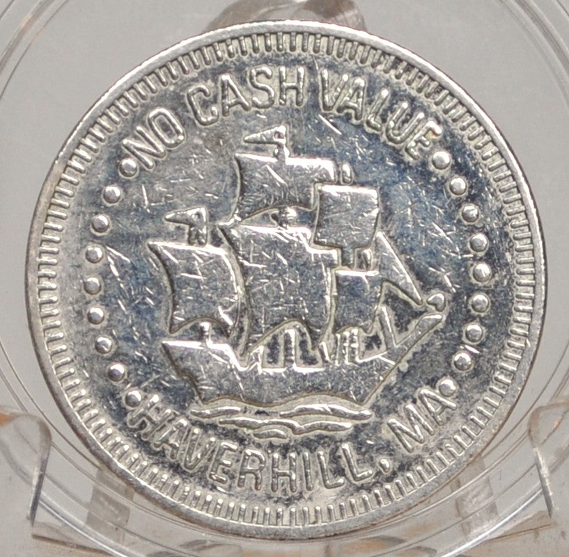 Pilgrim Lanes Family Fun Center, Haverhill, Massachusetts Amusement Token - Vintage Pilgrim Lanes Arcade Token