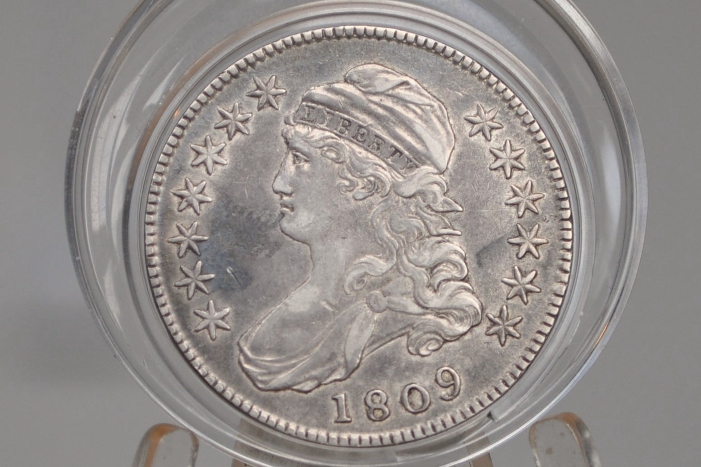 1809 Capped Bust Half Dollar, XXX Edge - XF45 (Luster);  Rare Variety, High Grade - 1809 Half Dollar US Half Dollar 1809, Rare Early Half, Low Mintage