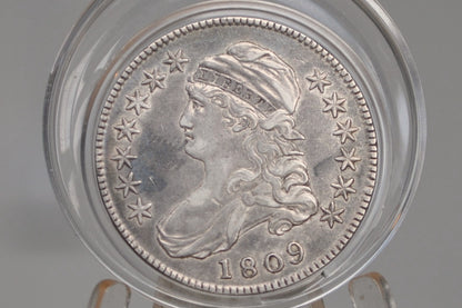 1809 Capped Bust Half Dollar, XXX Edge - XF45 (Luster);  Rare Variety, High Grade - 1809 Half Dollar US Half Dollar 1809, Rare Early Half, Low Mintage