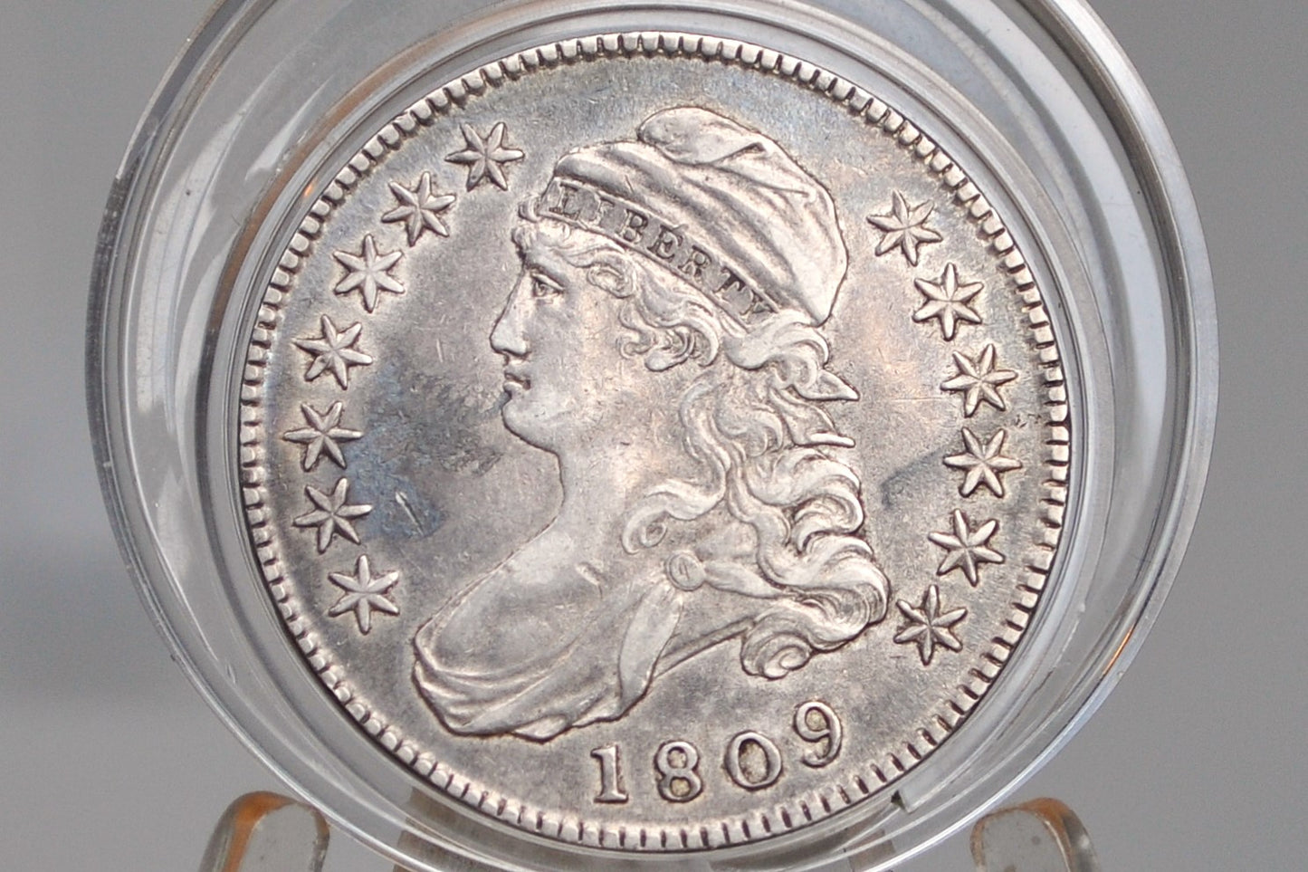 1809 Capped Bust Half Dollar, XXX Edge - XF45 (Luster);  Rare Variety, High Grade - 1809 Half Dollar US Half Dollar 1809, Rare Early Half, Low Mintage