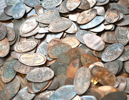 Elongated Penny Coin Lot 50 pieces From: Zoos, State parks, Museums, Restaurants, Universal, etc. - Mystery Coin Lot of Fifty Elongated Pennies