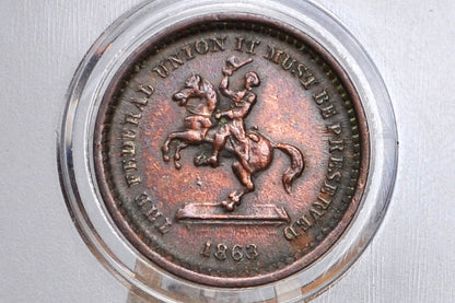 1863 Civil War Token - Our Union - Uncirculated - Patriotic CWT - Great Condition - The Federal Union Must be Preserved