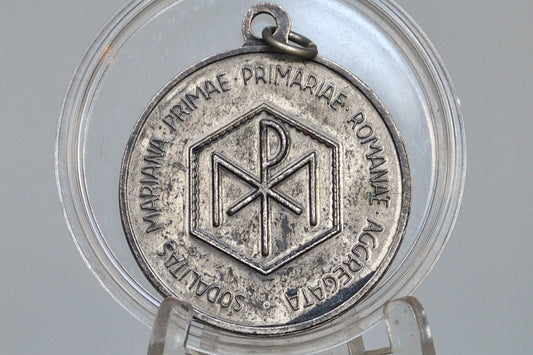 Very Rare Sodality of Our Lady Medal Pendant - Catholic Medal - Religious Charms - Holy Queen Blessed Mary Medal