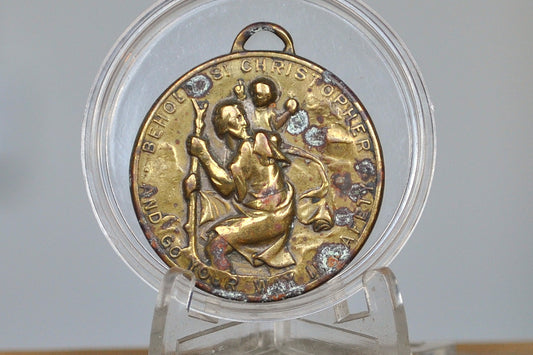 Amazing St Christopher Roma Medal Pendant - Catholic Medal - St Christopher Safety Pendant