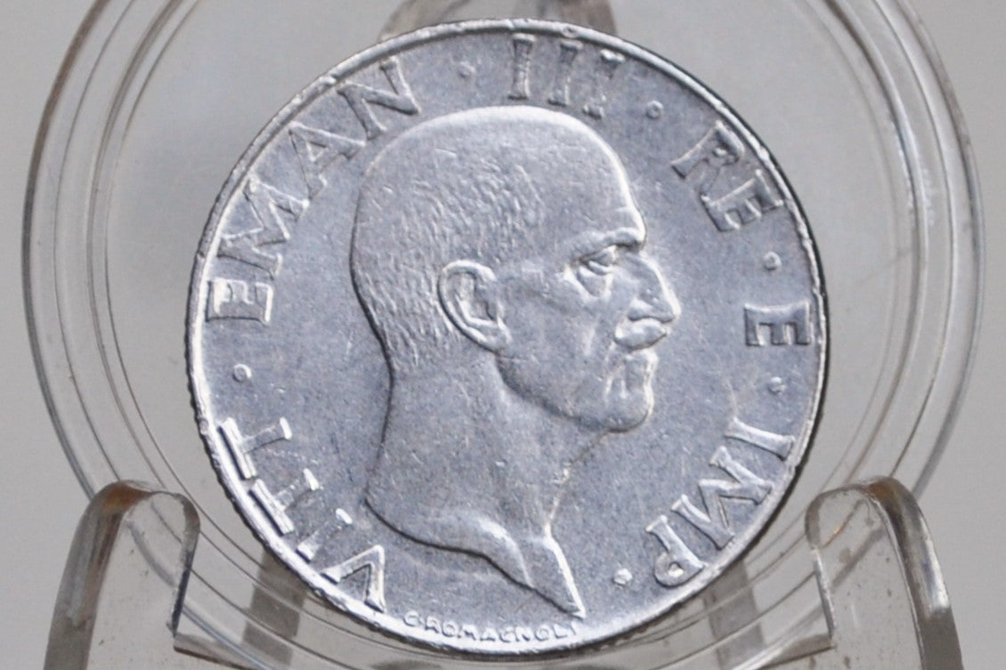 1930s and 1940s Italian Lire Coins - Beautiful Condition - Victor Emmanuel III - Italy Two Lire, One Lire, Fifty Cents - Kingdom of Italy -