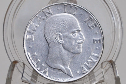 1930s and 1940s Italian Lire Coins - Beautiful Condition - Victor Emmanuel III - Italy Two Lire, One Lire, Fifty Cents - Kingdom of Italy -