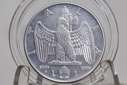 1930s and 1940s Italian Lire Coins - Beautiful Condition - Victor Emmanuel III - Italy Two Lire, One Lire, Fifty Cents - Kingdom of Italy -