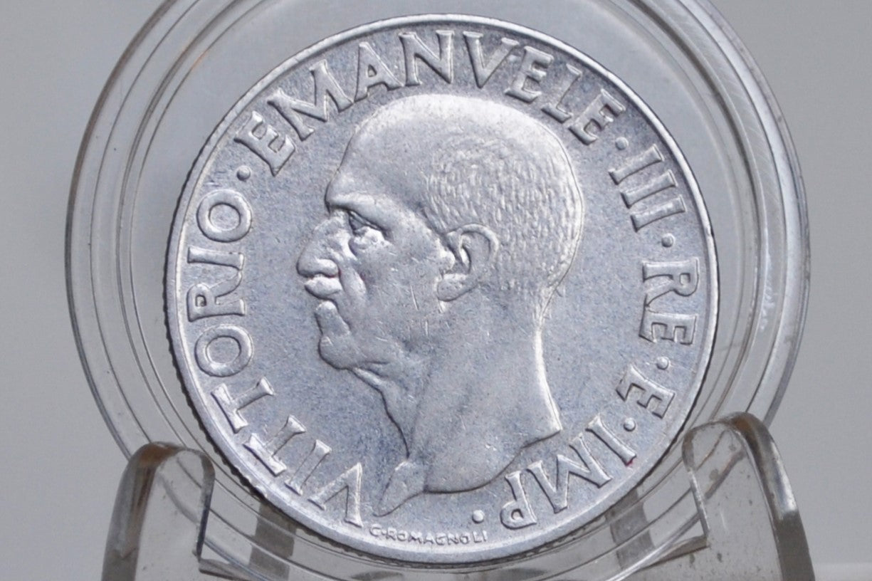 1930s and 1940s Italian Lire Coins - Beautiful Condition - Victor Emmanuel III - Italy Two Lire, One Lire, Fifty Cents - Kingdom of Italy -
