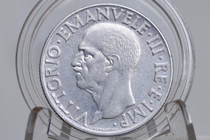 1930s and 1940s Italian Lire Coins - Beautiful Condition - Victor Emmanuel III - Italy Two Lire, One Lire, Fifty Cents - Kingdom of Italy -