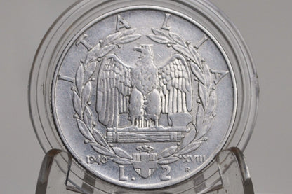 1930s and 1940s Italian Lire Coins - Beautiful Condition - Victor Emmanuel III - Italy Two Lire, One Lire, Fifty Cents - Kingdom of Italy -