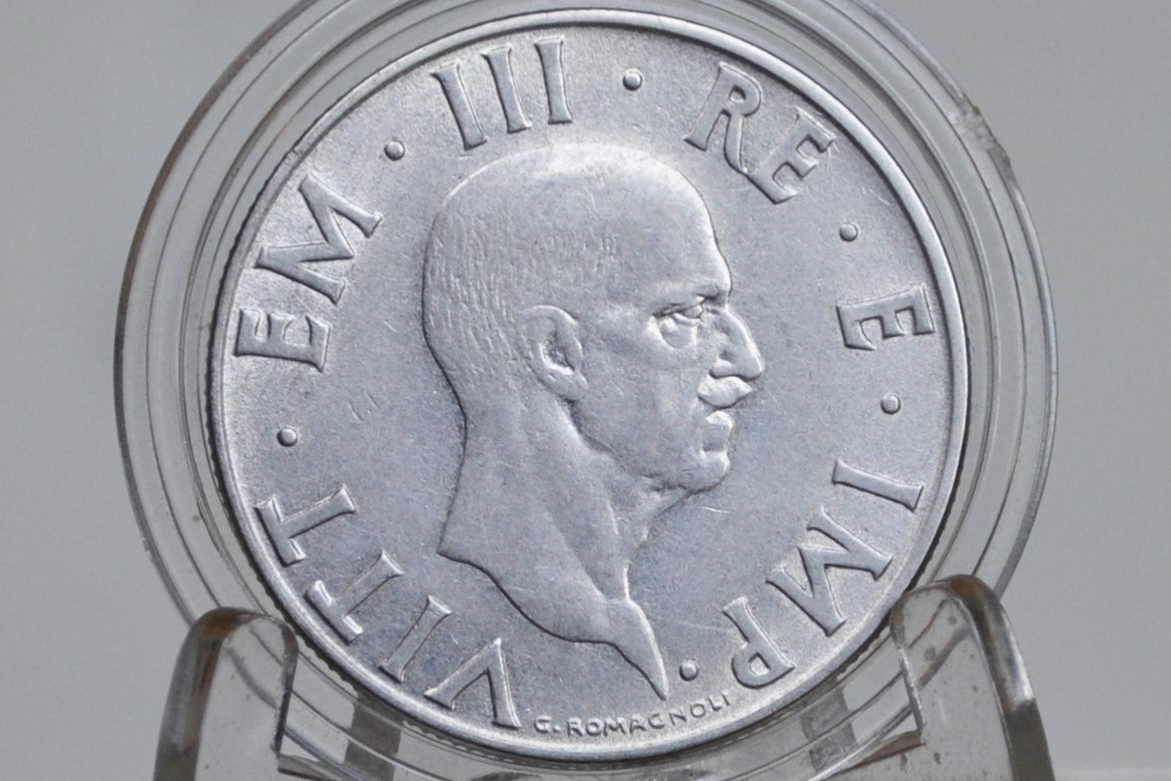 1930s and 1940s Italian Lire Coins - Beautiful Condition - Victor Emmanuel III - Italy Two Lire, One Lire, Fifty Cents - Kingdom of Italy -