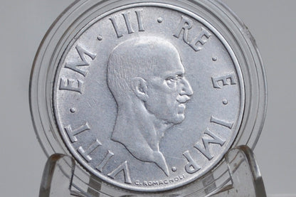 1930s and 1940s Italian Lire Coins - Beautiful Condition - Victor Emmanuel III - Italy Two Lire, One Lire, Fifty Cents - Kingdom of Italy -