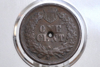 1866 Indian Head Penny - Key Date - Damaged - Indian Cent 1866 - Tougher Date to Find