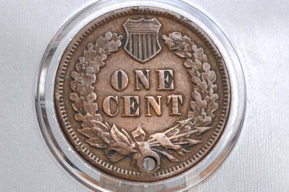 1873 Indian Head Penny - Damaged - Indian Head 1873 Cent US - Rarer Date